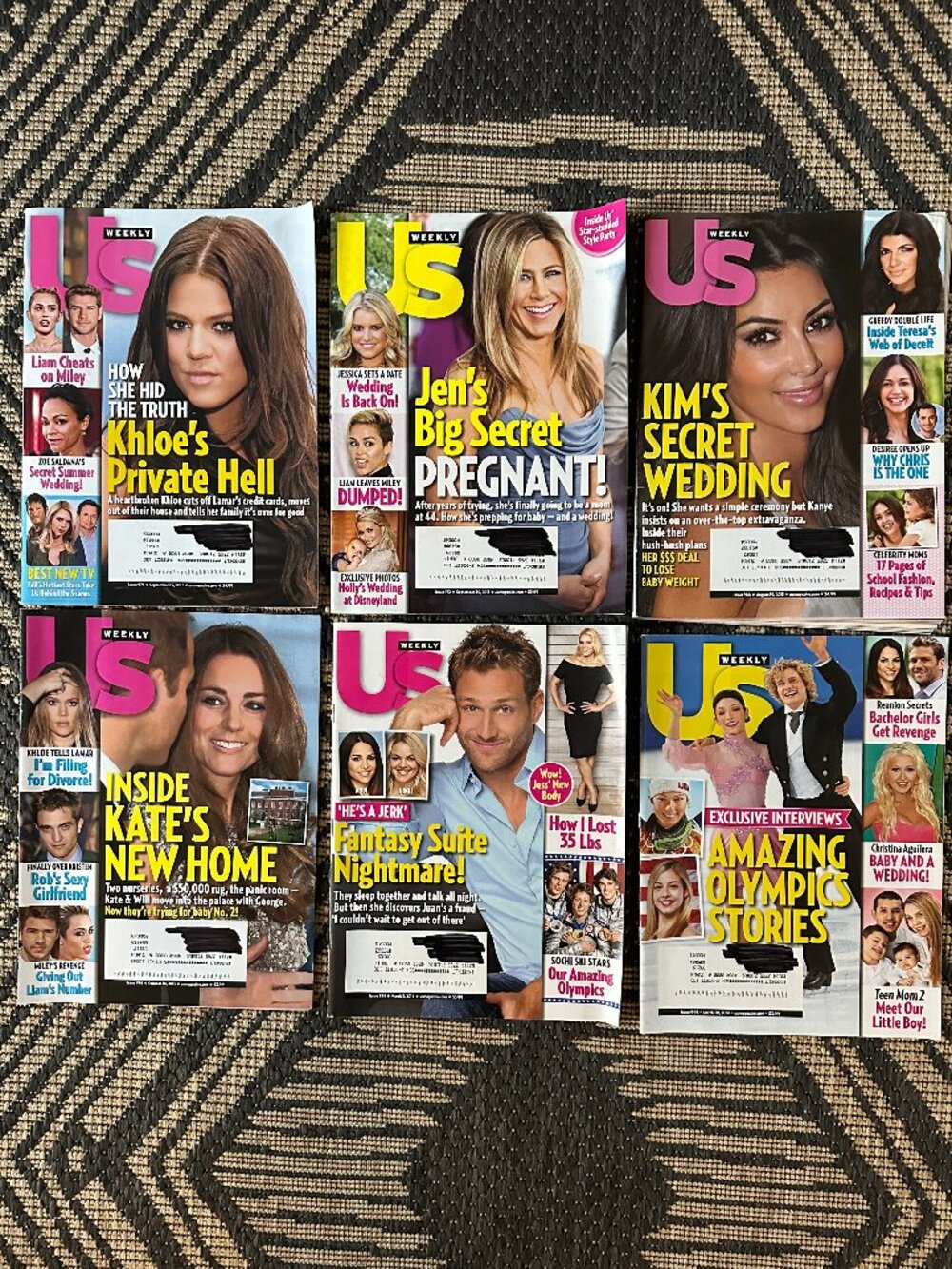 Vintage Lot of 6 US Weekly Magazines 2013-14 Celebrity Gossip Fashion Party Life